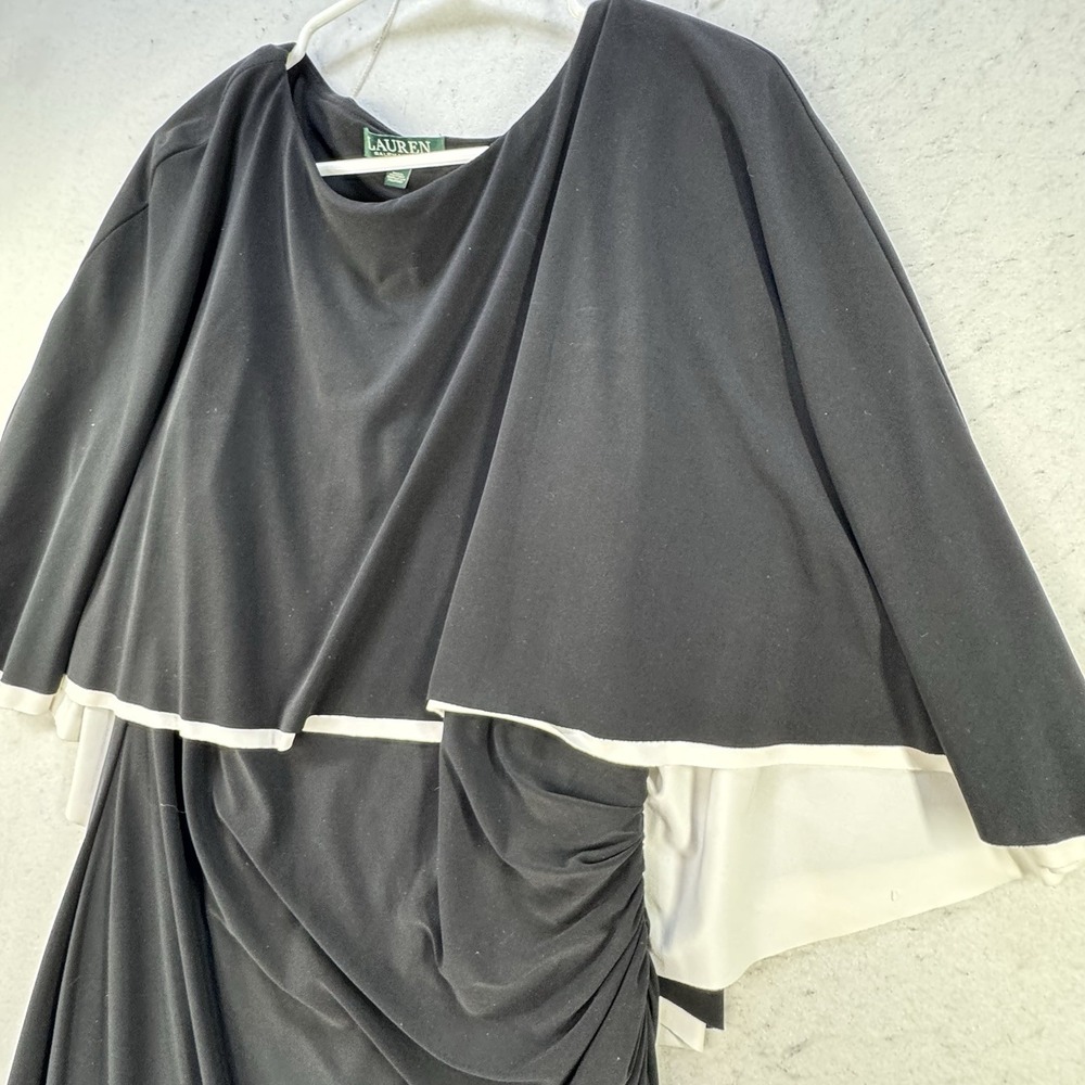 Lauren Ralph Lauren Jersey‎ Cape Dress Women's Size 14 Elegant Classy Career - Picture 12 of 13